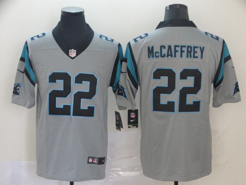 Men Carolina Panthers 22 Mccaffrey 2019 Vapor Untouchable Nike Gray Inverted Legend NFL Jerseys
